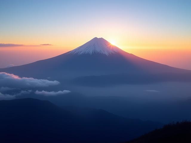 富士山の夜明け
